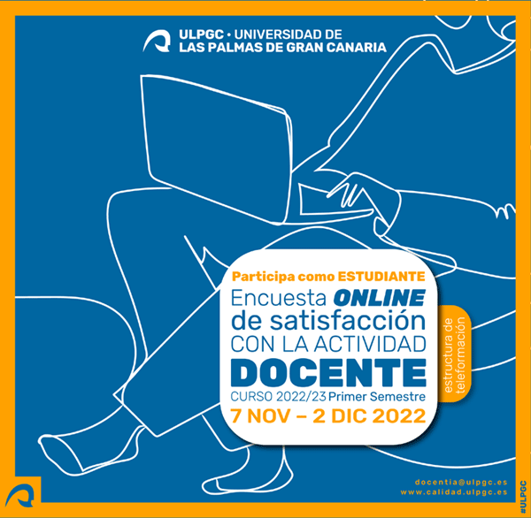 Cartel encuesta online de satisfacción con la actividad docente curso 2022/23 primer semestre